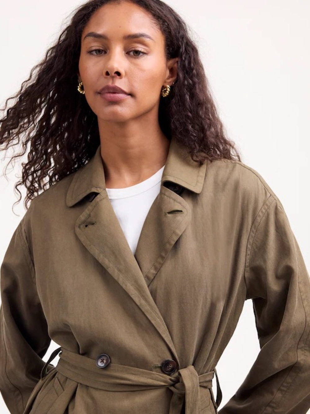Madewell Belted Trench Coat in Drapey Twill sz XS NWT